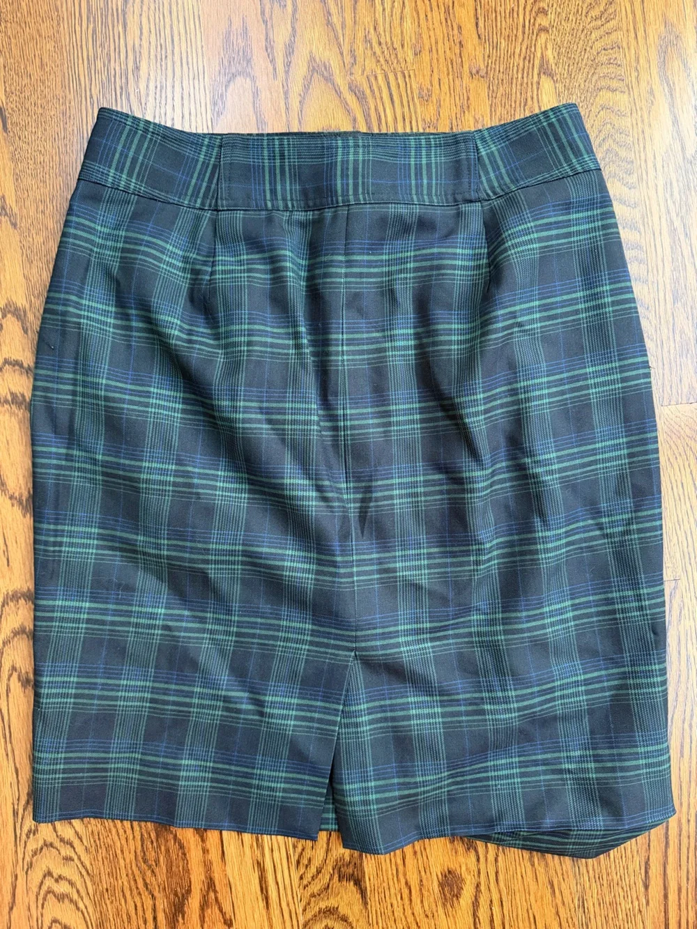 J. Crew Wool Blend Preppy Office Casual Green and Blue Plaid Skirt